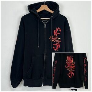 Beautiful Disaster From The Ashes Hoodie Size XL Black Fire Phoenix